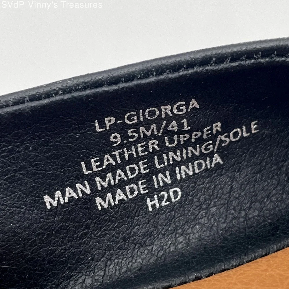 Lucky Brand Giorga Black Leather Ballet Flats Womens 9.5M Square Toe Shoes
